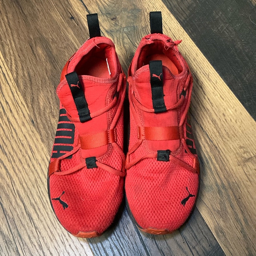 Red puma shoes